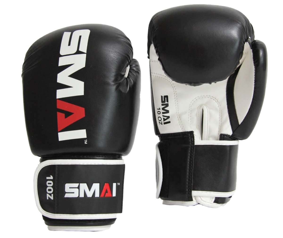 SMAI PU boxningshandskar, Boxning, Kickboxning, Pointfighting - Svart/Vit