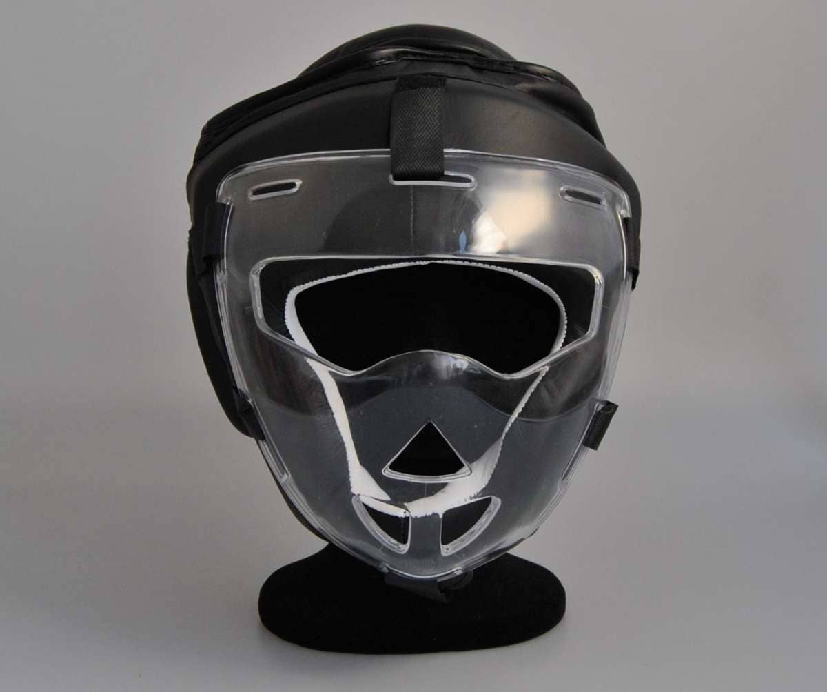 Phoenix: Huvudskydd äkta läder - Svart, glasvisir