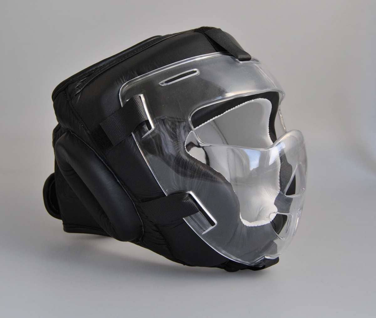 Phoenix: Huvudskydd äkta läder - Svart, glasvisir