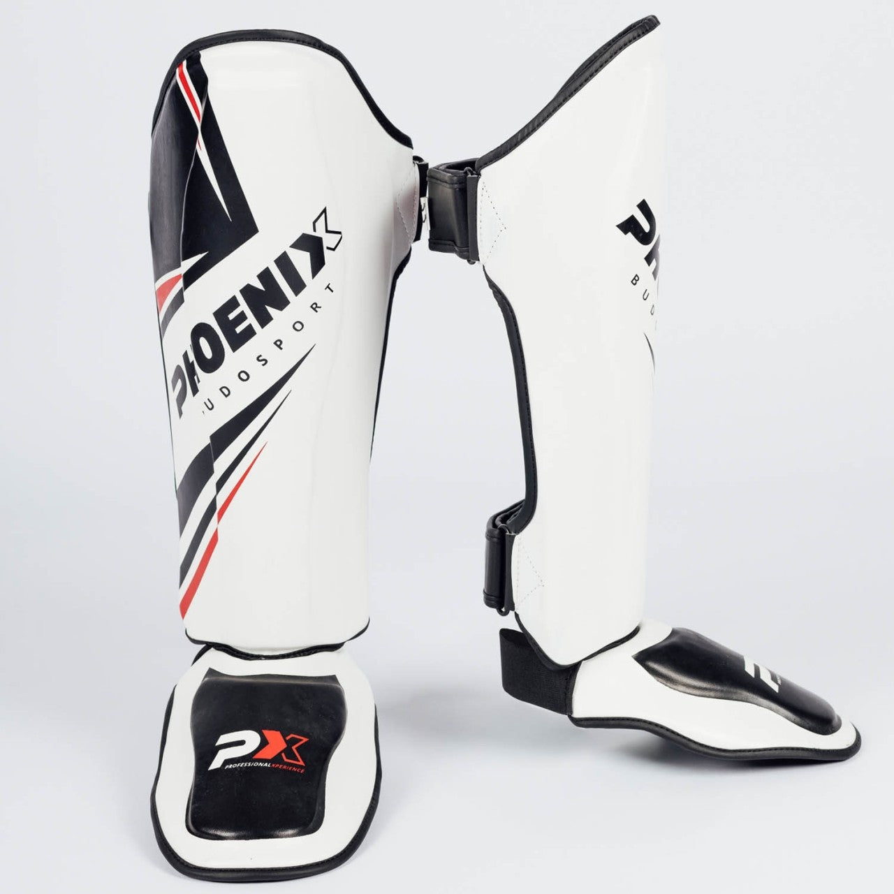 Phoenix: Benskydd - och vristskydd Legacy, PU, vit-svart-röd