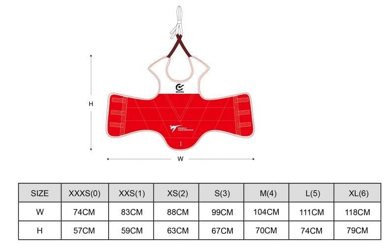 WACOKU Taekwondo Bröstskydd – Reversibelt Röd/Blå, CE-Godkänt