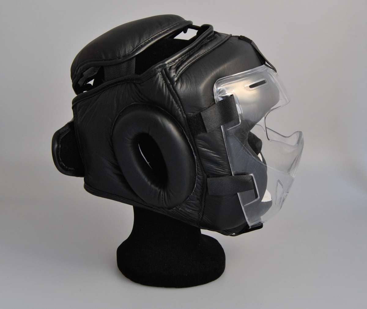 Phoenix: Huvudskydd äkta läder - Svart, glasvisir