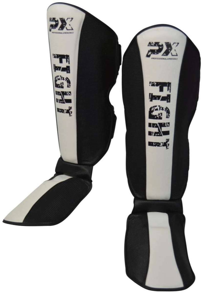 Phoenix:  Benskydd Kickboxning, Thaiboxning, MMA FIGHT II PU - Svart/Vit