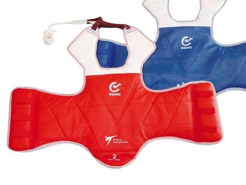 WACOKU Taekwondo Bröstskydd – Reversibelt Röd/Blå, CE-Godkänt