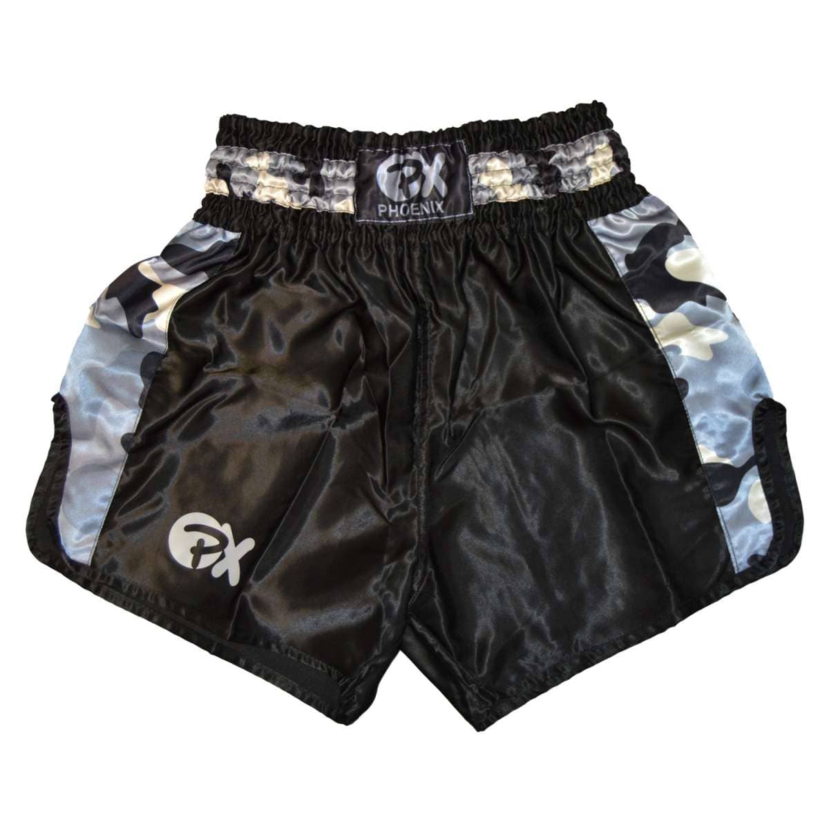 Phoenix:  Thai Shorts, 'Contender' - Svart/Camo