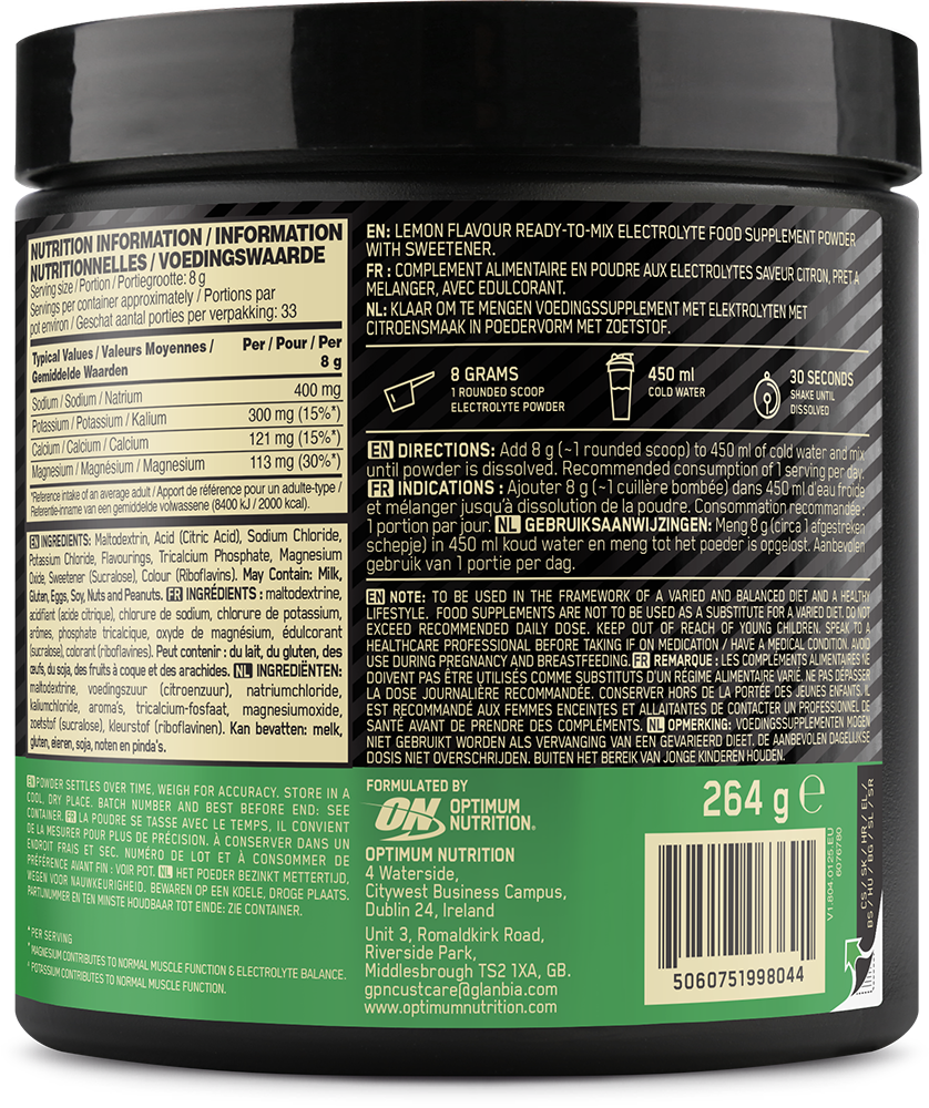 Optimum Nutrition Electrolyte Powder Lemon - 264g