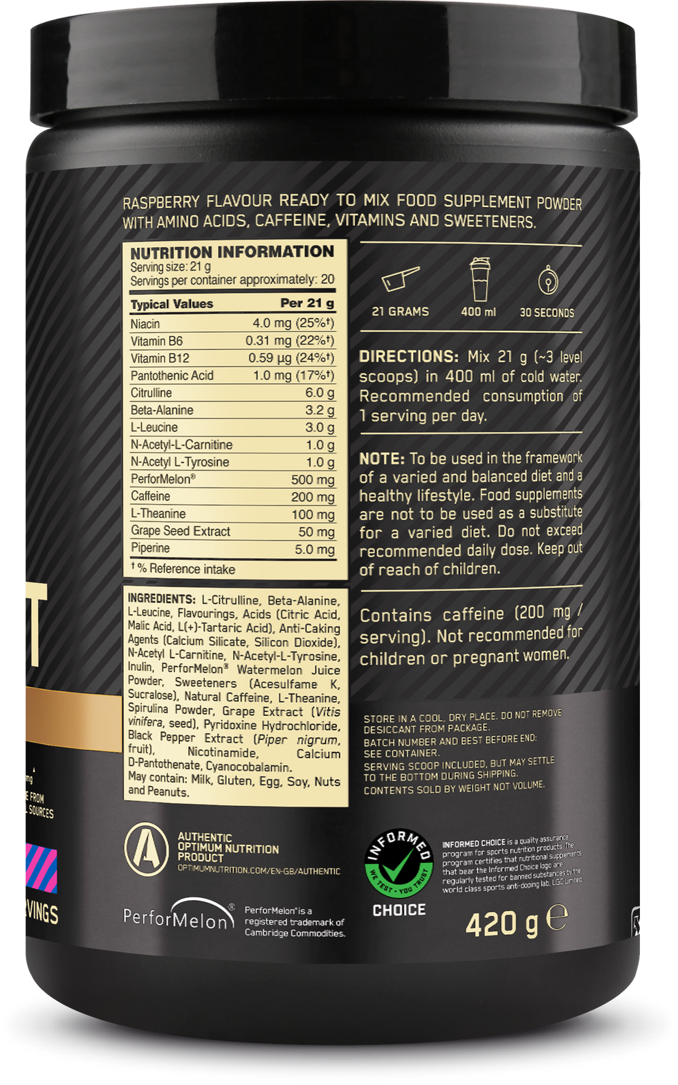 Optimum Nutrition Gold Standard Pre-workout Advanced Tropical - 420 g