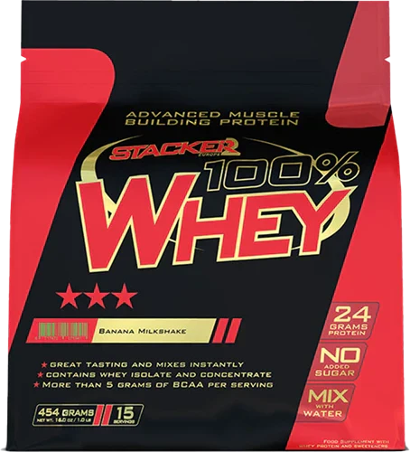 Stacker2 100% Vassleprotein - 454 g - Banan Milkshake